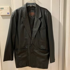 100% Genuine black leather jacket in size Large